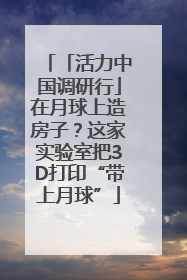 「活力中国调研行」在月球上造房子？这家实验室把3D打印“带上月球”