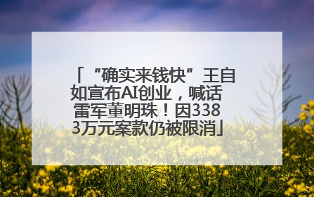 “确实来钱快”王自如宣布AI创业，喊话雷军董明珠！因3383万元案款仍被限消