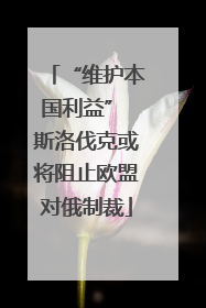 “维护本国利益” 斯洛伐克或将阻止欧盟对俄制裁