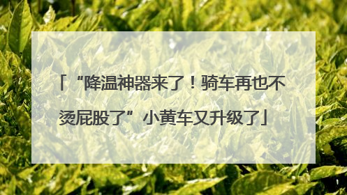 “降温神器来了！骑车再也不烫屁股了”小黄车又升级了