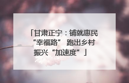 甘肃正宁：铺就惠民“幸福路” 跑出乡村振兴“加速度”