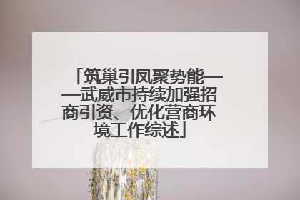筑巢引凤聚势能——武威市持续加强招商引资、优化营商环境工作综述