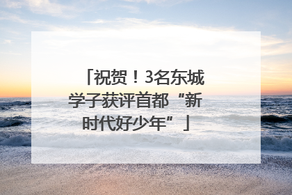 祝贺！3名东城学子获评首都“新时代好少年”