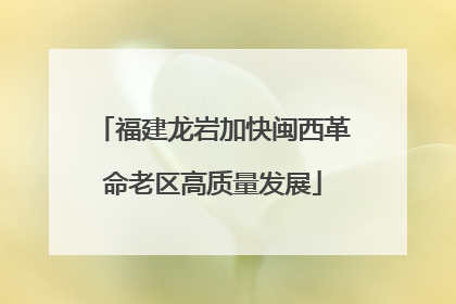 福建龙岩加快闽西革命老区高质量发展