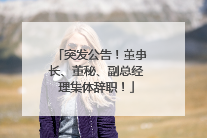 突发公告！董事长、董秘、副总经理集体辞职！