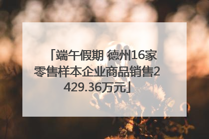 端午假期 德州16家零售样本企业商品销售2429.36万元