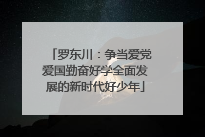 罗东川：争当爱党爱国勤奋好学全面发展的新时代好少年