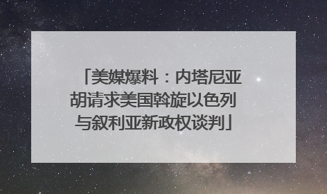 美媒爆料：内塔尼亚胡请求美国斡旋以色列与叙利亚新政权谈判