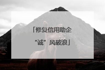修复信用助企“诚”风破浪