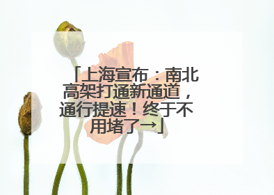 上海宣布：南北高架打通新通道，通行提速！终于不用堵了→