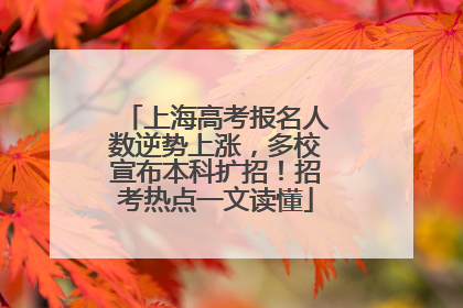 上海高考报名人数逆势上涨，多校宣布本科扩招！招考热点一文读懂