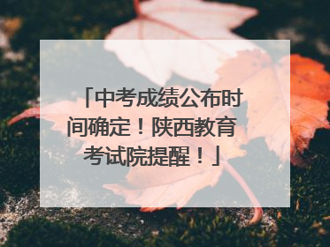 中考成绩公布时间确定！陕西教育考试院提醒！