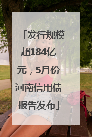 发行规模超184亿元，5月份河南信用债报告发布