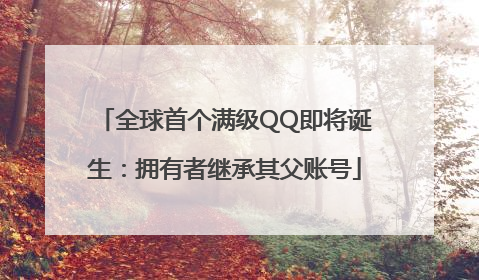 全球首个满级QQ即将诞生：拥有者继承其父账号