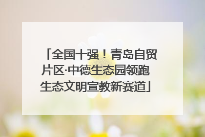 全国十强！青岛自贸片区·中德生态园领跑生态文明宣教新赛道