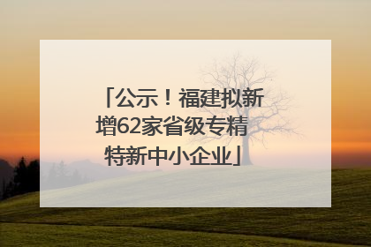 公示！福建拟新增62家省级专精特新中小企业