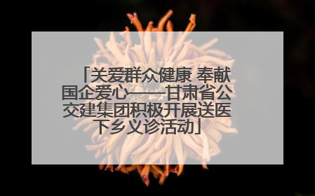 关爱群众健康 奉献国企爱心——甘肃省公交建集团积极开展送医下乡义诊活动