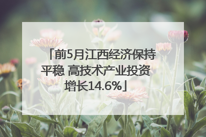 前5月江西经济保持平稳 高技术产业投资增长14.6%