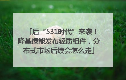 后“531时代”来袭！隆基绿能发布轻质组件，分布式市场后续会怎么走