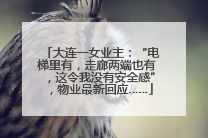 大连一女业主：“电梯里有，走廊两端也有，这令我没有安全感”，物业最新回应……