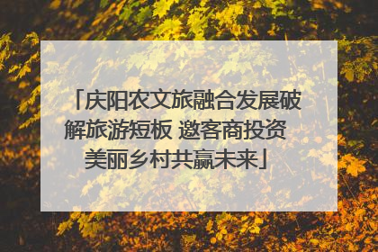 庆阳农文旅融合发展破解旅游短板 邀客商投资美丽乡村共赢未来
