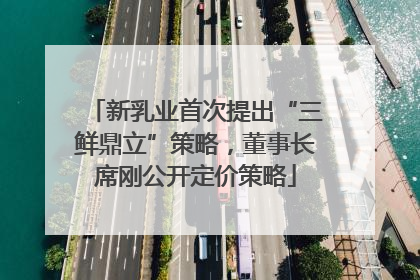 新乳业首次提出“三鲜鼎立”策略，董事长席刚公开定价策略