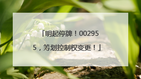 明起停牌！002955，筹划控制权变更！