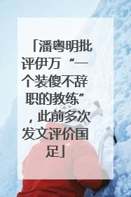 潘粤明批评伊万“一个装傻不辞职的教练”，此前多次发文评价国足