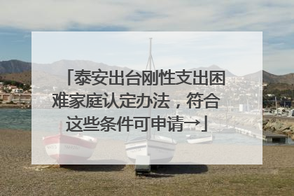 泰安出台刚性支出困难家庭认定办法，符合这些条件可申请→