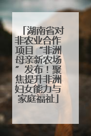 湖南省对非农业合作项目“非洲母亲新农场”发布！聚焦提升非洲妇女能力与家庭福祉