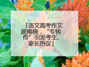 语文高考作文题揭晓，“专转传”引发考生、家长热议