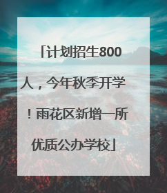 计划招生800人，今年秋季开学！雨花区新增一所优质公办学校
