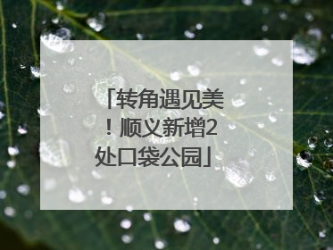 转角遇见美！顺义新增2处口袋公园