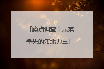 蹲点调查丨示范争先的溪北力量