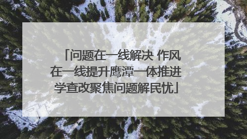 问题在一线解决 作风在一线提升鹰潭一体推进学查改聚焦问题解民忧