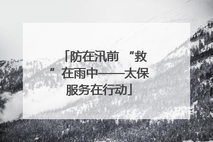 防在汛前 “救”在雨中——太保服务在行动