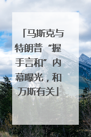 马斯克与特朗普“握手言和”内幕曝光，和万斯有关