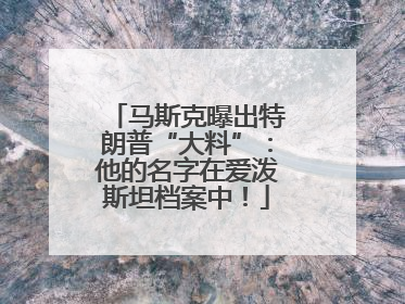 马斯克曝出特朗普“大料”：他的名字在爱泼斯坦档案中！