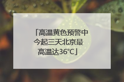 高温黄色预警中 今起三天北京最高温达36℃