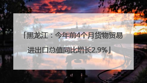 黑龙江：今年前4个月货物贸易进出口总值同比增长2.9%
