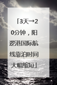 3天→20分钟，阳逻港国际航线靠泊时间大幅缩短