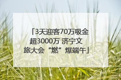 3天迎客70万吸金超3000万 济宁文旅大会“燃”爆端午
