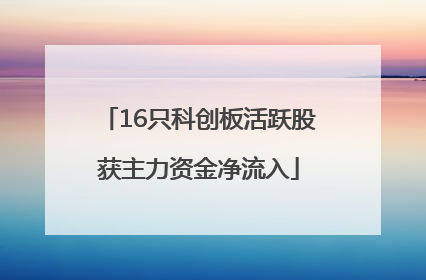 16只科创板活跃股获主力资金净流入